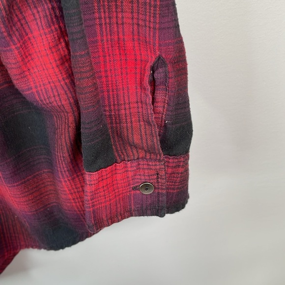 Rebel Rogue Plaid Brushed Cotton Button Up Shirt Magenta Purple Black Size M - Picture 6 of 13